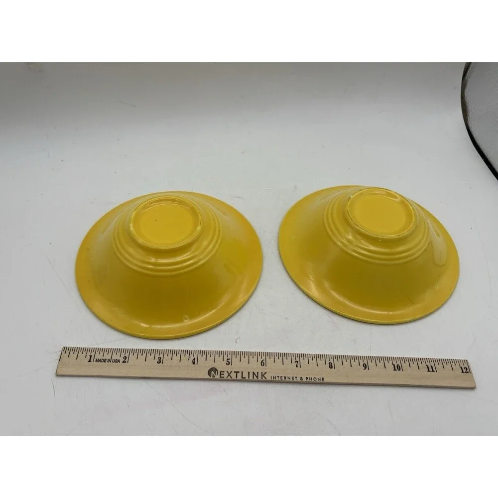 Pair Vintage Fiesta Fiestaware Sunflower Yellow Fruit Dessert Bowls USA